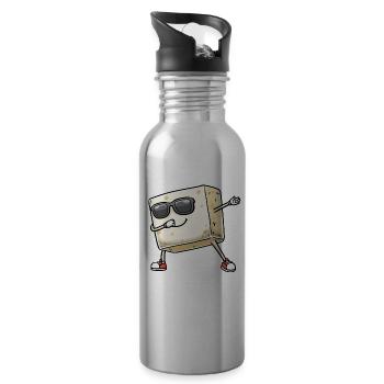 Tanzender Tofu Für Veganer Und Tofu-liebhaber - Trinkflasche mit integriertem Trinkhalm - Lightsilver - Rechts