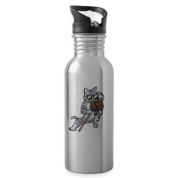 Drôle de passe-temps Horsing chat - Gourde avec paille intégrée - argent clair - Droite