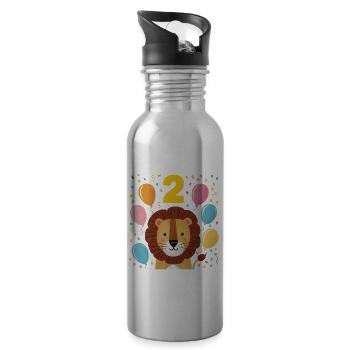 2ème anniversaire Leo Fête d’anniversaire des enfants - Gourde avec paille intégrée - argent clair - Droite