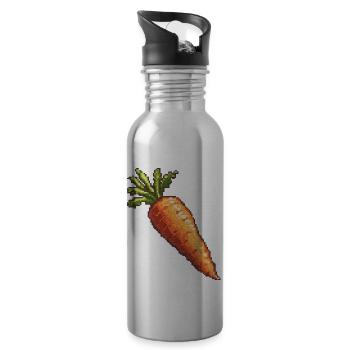 Icône pixel carotte - Gourde avec paille intégrée - argent clair - Droite