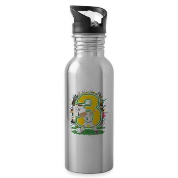 3rd Birthday 3 Years Soccer Soccer Player - Water bottle with straw - silver - Right
