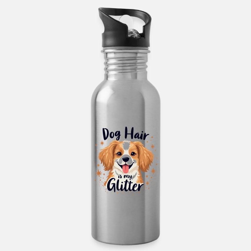 HUNDEHAARE SIND MEIN GLITZER - Trinkflasche mit integriertem Trinkhalm - Lightsilver