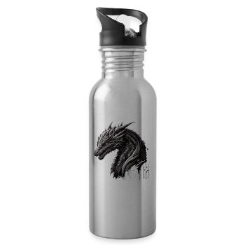 Traditioneller Japanischer Drache Der Blaue Drache - Trinkflasche mit integriertem Trinkhalm - Lightsilver - Rechts