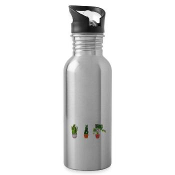Botanist Never Sleeps, Funnier - Water bottle with straw - silver - Right