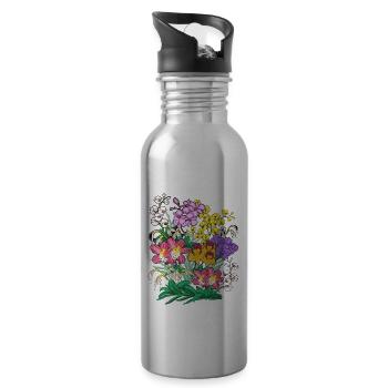 Orchideen Blumen Pflanzen Geschenk Orchidee - Trinkflasche mit integriertem Trinkhalm - Lightsilver - Rechts