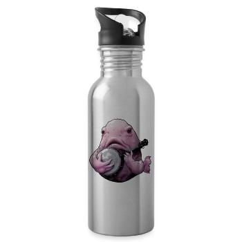 Blobfish Fish Bluegrass Banjo Spieler - Trinkflasche mit integriertem Trinkhalm - Lightsilver - Rechts