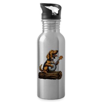 Coonhound Hund Bluegrass Banjo Spieler - Trinkflasche mit integriertem Trinkhalm - Lightsilver - Rechts