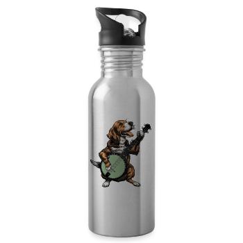 Coonhound Hund Bluegrass Banjo Spieler - Trinkflasche mit integriertem Trinkhalm - Lightsilver - Rechts