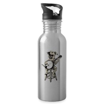 Dalmatiner Hund Bluegrass Banjo Spieler - Trinkflasche mit integriertem Trinkhalm - Lightsilver - Rechts
