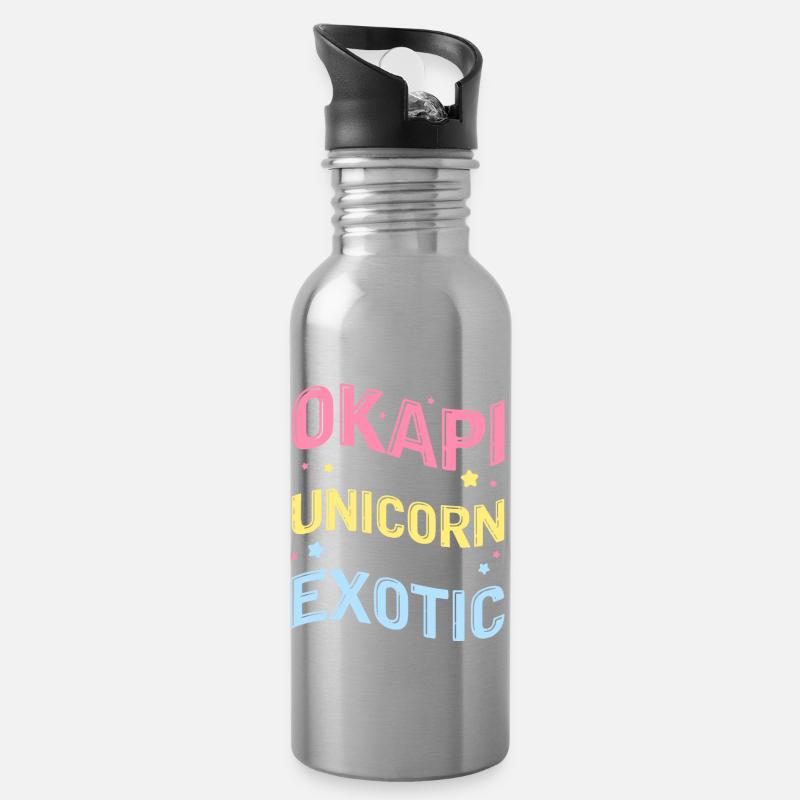 L’okapi comme une licorne mais un design plus exotique - Gourde avec paille intégrée - argent clair