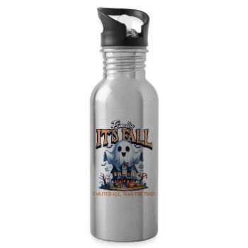 Finally, It's Fall I Waited All Year for This - Water bottle with straw - silver - Right