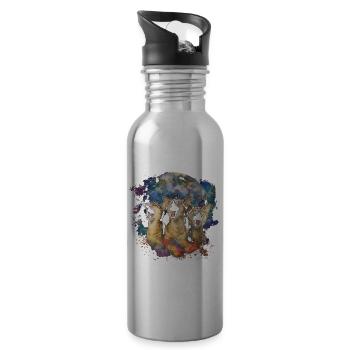 Abessinierkatze Heulender Mond - Trinkflasche mit integriertem Trinkhalm - Lightsilver - Rechts
