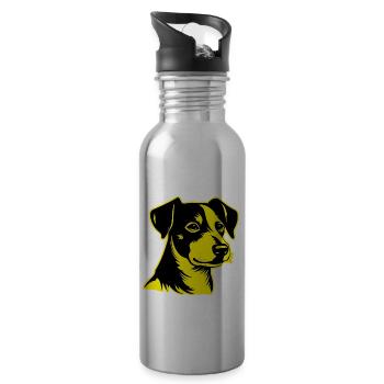 Jack Russel Terrier Hund Porträt - Trinkflasche mit integriertem Trinkhalm - Lightsilver - Rechts
