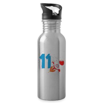 11th Birthday Boys Astronaut Birthday - Water bottle with straw - silver - Right