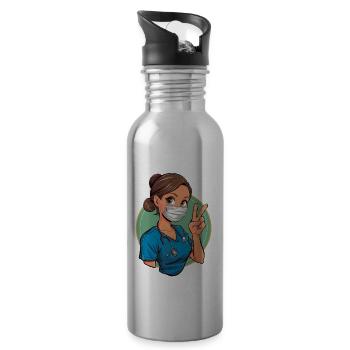 Lustige Krankenschwester mit Humor - Trinkflasche mit integriertem Trinkhalm - Lightsilver - Rechts