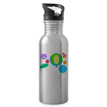 9e anniversaire garçons 9 ans astronaute anniversaire - Gourde avec paille intégrée - argent clair - Droite