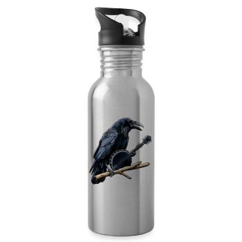 Raven Crow Joueur de banjo bluegrass - Gourde avec paille intégrée - argent clair - Droite