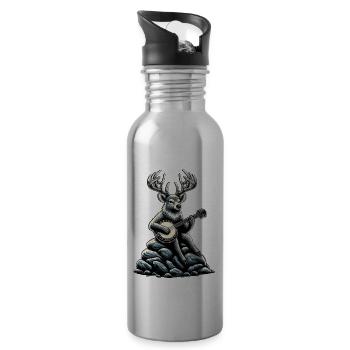 Rentier Weihnachten Weihnachtsmann Bluegrass Banjo - Trinkflasche mit integriertem Trinkhalm - Lightsilver - Rechts