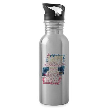 I Love Girls Who Love EDM - Trinkflasche mit integriertem Trinkhalm - Lightsilver - Rechts