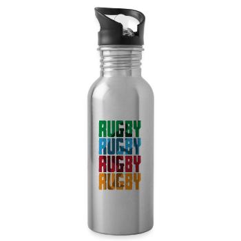 Rugby Rugby Rugby Rugby in Bunt - Trinkflasche mit integriertem Trinkhalm - Lightsilver - Rechts