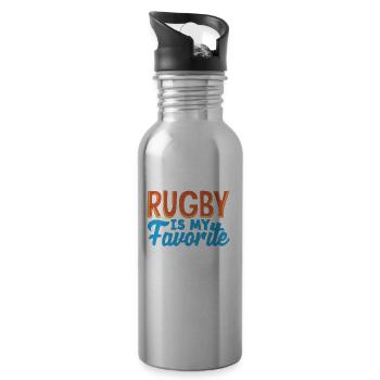 Rugby Ist Mein Lieblingssport - Trinkflasche mit integriertem Trinkhalm - Lightsilver - Rechts