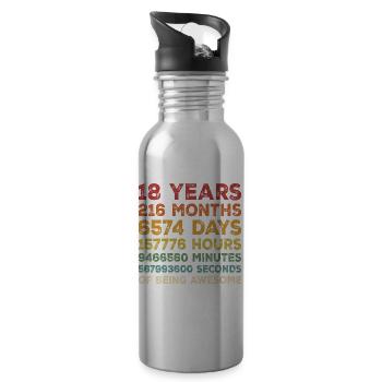 18th Birthday Party Funny For 18 Years Old - Gourde avec paille intégrée - argent clair - Droite