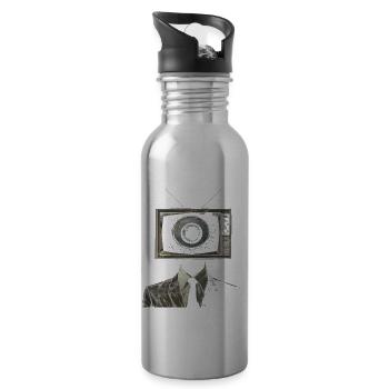 Esthétique bizarre TV Homme Oeil Grunge brins - Gourde avec paille intégrée - argent clair - Droite