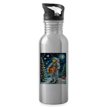 Astronaute Fête de Noël Astronaute Noël - Gourde avec paille intégrée - argent clair - Droite
