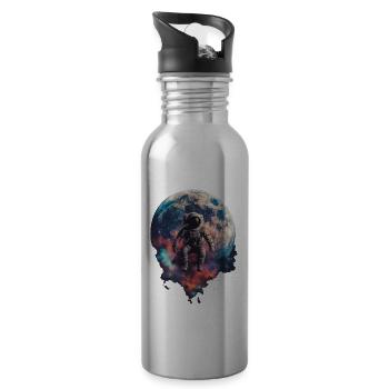 Astronaut Weltraum Schwebender Mond - Trinkflasche mit integriertem Trinkhalm - Lightsilver - Rechts