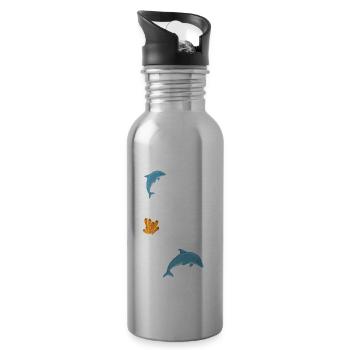 I just like dolphins, ok? - Water bottle with straw - silver - Right