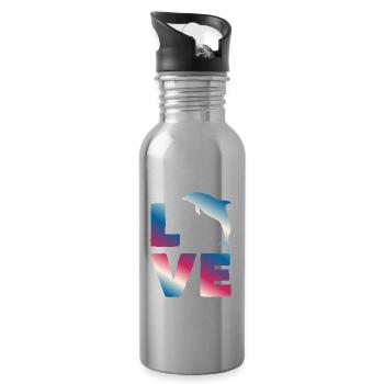 Liebe Delfin Ozean Fans Buntes Motiv - Trinkflasche mit integriertem Trinkhalm - Lightsilver - Rechts
