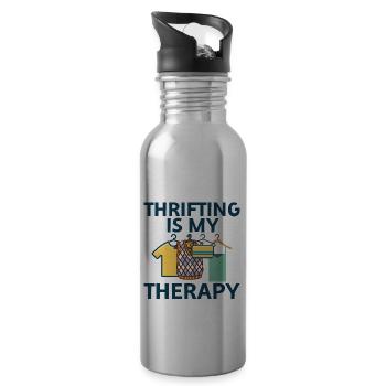 Thrifting Is My Therapy 4 - Trinkflasche mit integriertem Trinkhalm - Lightsilver - Rechts