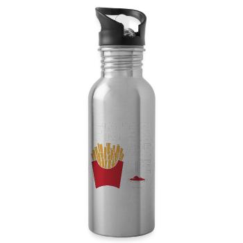 Funny Fast Food Fries Design Fries Are Life - Water bottle with straw - silver - Right