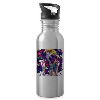 Brachiosaurus Dinosaur Howling Moon - Water bottle with straw - silver - Right