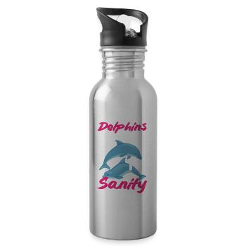 Dolphins stole my mind - Water bottle with straw - silver - Right