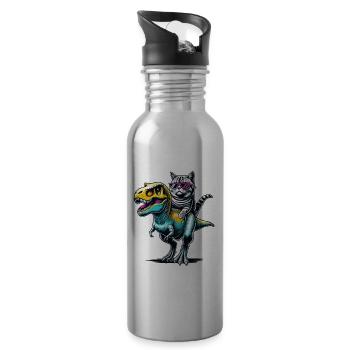 Dinosaure T-Rex American Shorthair Tyrannosaurus - Gourde avec paille intégrée - argent clair - Droite