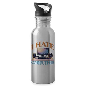I Hate Computers 2 - Trinkflasche mit integriertem Trinkhalm - Lightsilver - Rechts