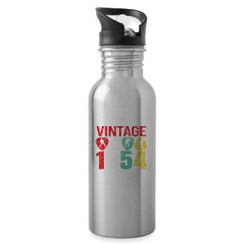 1954 Anniversaire Rock n Roll Vintage - Gourde avec paille intégrée - argent clair - Droite