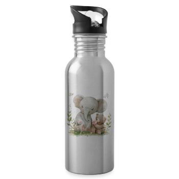 Cute Elephant And Bear Friends - Trinkflasche mit integriertem Trinkhalm - Lightsilver - Rechts