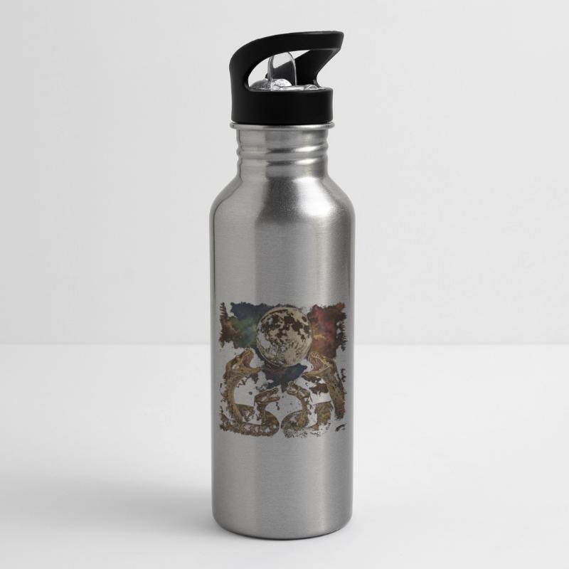 Kugelpython Schlange Heulender Mond Trinkflasche mit integriertem Trinkhalm