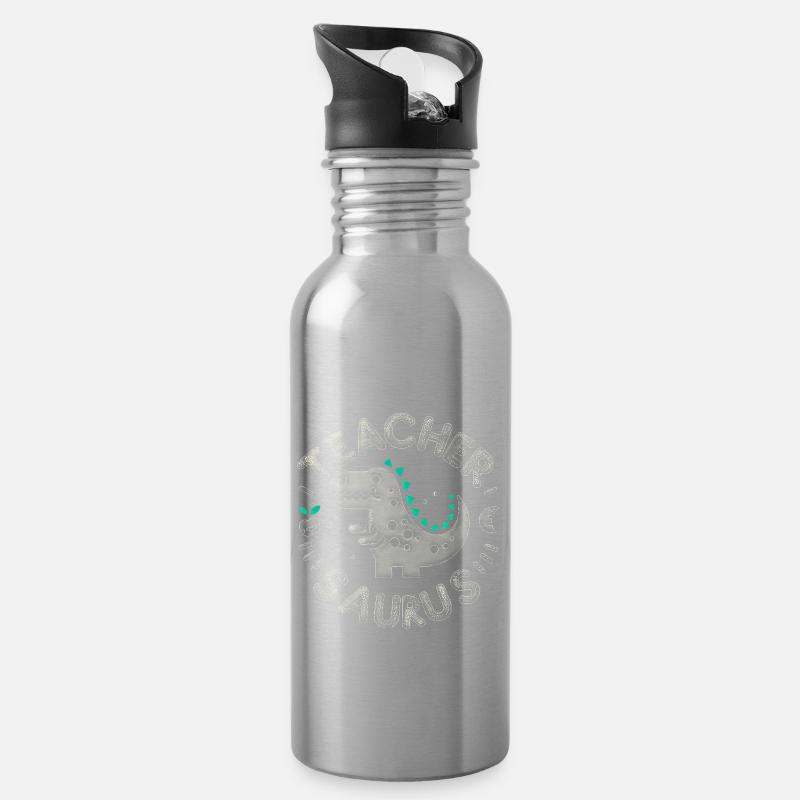 Teacher-saurus 7 - Trinkflasche mit integriertem Trinkhalm - Lightsilver
