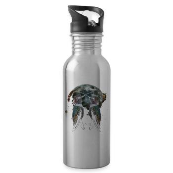 Kolibri Vogel Heulender Mond - Trinkflasche mit integriertem Trinkhalm - Lightsilver - Rechts