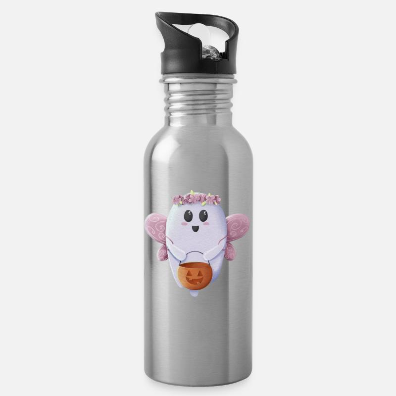 Süßer Geist bereit für Halloween - Trinkflasche mit integriertem Trinkhalm - Lightsilver