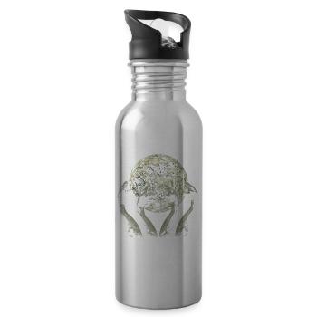 Monster von Loch Ness Nessie Plesiosaurier Heulend - Trinkflasche mit integriertem Trinkhalm - Lightsilver - Rechts