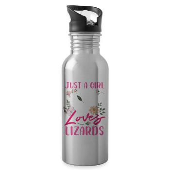 just a girl who loves lizards Design - Trinkflasche mit integriertem Trinkhalm - Lightsilver - Rechts