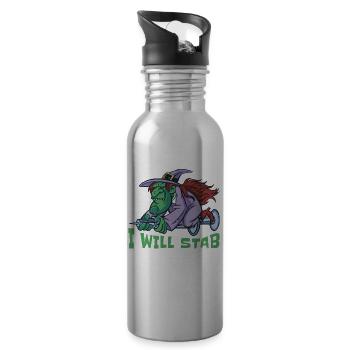 I Will Stab You 7 - Trinkflasche mit integriertem Trinkhalm - Lightsilver - Rechts