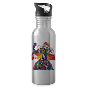 Italienischer Windhund Hund Sonnenbrille Smoking P - Trinkflasche mit integriertem Trinkhalm - Lightsilver - Rechts
