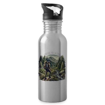 Mountains in view - Water bottle with straw - silver - Right