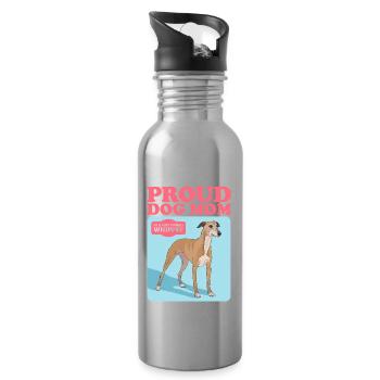 Whippet Mom Petit lévrier anglais Cadeau - Gourde avec paille intégrée - argent clair - Droite