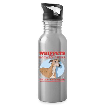 Whippet Cadeaux de lévrier anglais - Gourde avec paille intégrée - argent clair - Droite